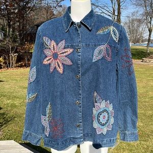 NWT Alfred Dunner embroidered denim jacket 14